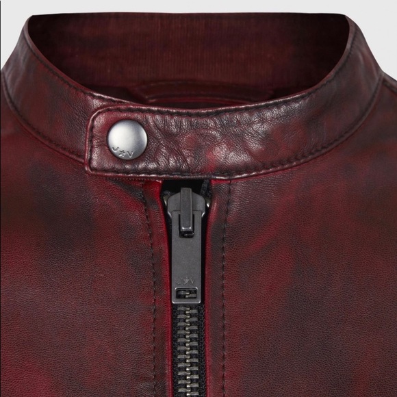 John Varvatos REYES SHEEPSKIN SLIM FIT RACER JACKET IN OXBLOOD. Medium. BNWT - Picture 14 of 14